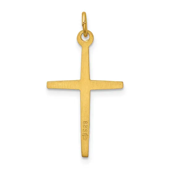 Sterling Silver Gold Plated Cross Charm Jewerly 27mm x 14mm {3}