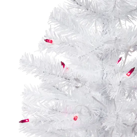 Northlight Pre-Lit Slim Woodbury White Pine Artificial Christmas Tree - 2' - Pink Lights {4}