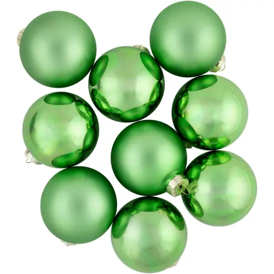 Northlight 2-Finish Glass Christmas Ball Ornaments - 2.5" (65mm) - Pistachio Green - 9ct {6}