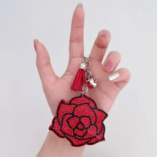 Wrapables Crystal Bling Key Chain Keyring with Tassel Car Purse Handbag Pendant, Rose {3}