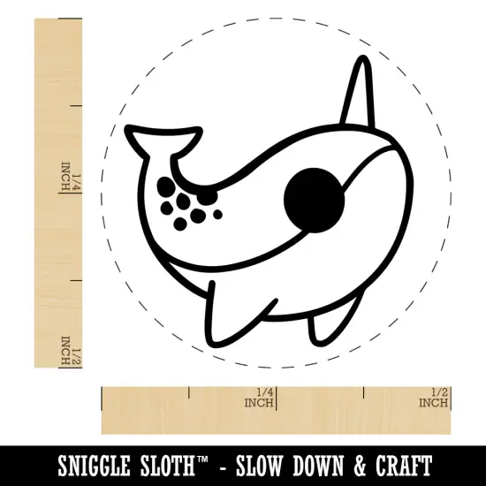 Sweet Kawaii Chibi Narwhal Self-Inking Rubber Stamp for Stamping Crafting Planners Brown {1}
