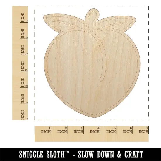 Plump Peach Solid Unfinished Wood Shape Piece Cutout for DIY Craft Projects {1}