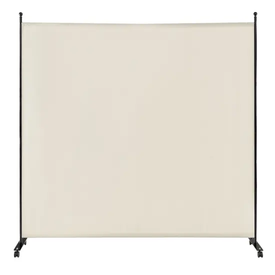 6 Feet Single Panel Rolling Room Divider with Smooth Wheels White {4}