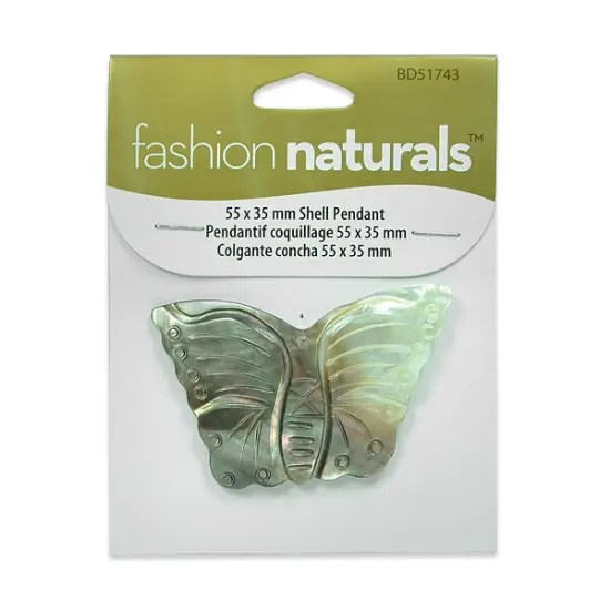 6 Packs of Mother of Pearl Butterfly Pendant - Gray Multi - 55x35mm {1}