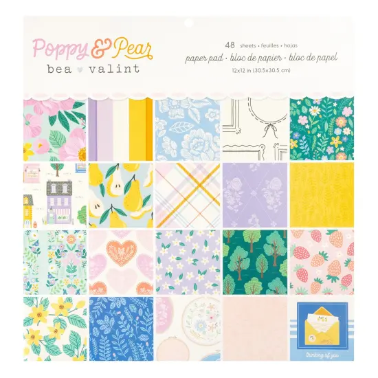 American Crafts Single-Sided Paper Pad 12"X12" 48/Pkg-Poppy And Pear {1}