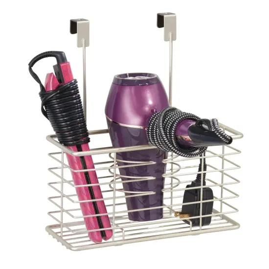 mDesign Steel Over Cabinet/Door Hair Dryer Storage Organizer Holder {1}
