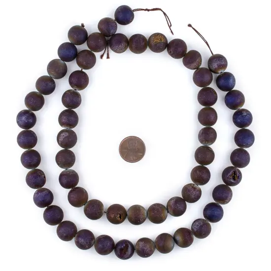 The Bead Chest Purple Round Druzy Agate Beads 14mm Gemstone 16 Inch Strand {2}