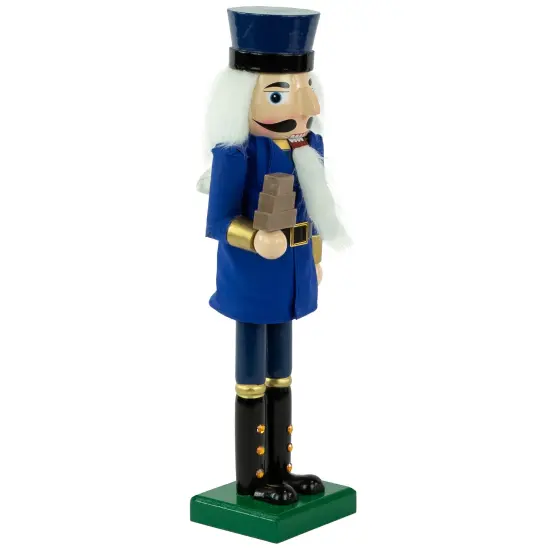 Northlight 14" Blue and Gold Wooden Mail Carrier Christmas Nutcracker {4}