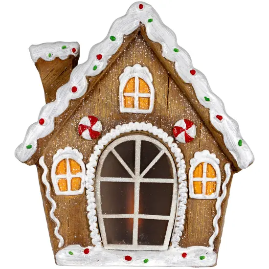 Northlight LED Lighted Frosted Gingerbread Peppermint Christmas House - 12.5" Brown {1}