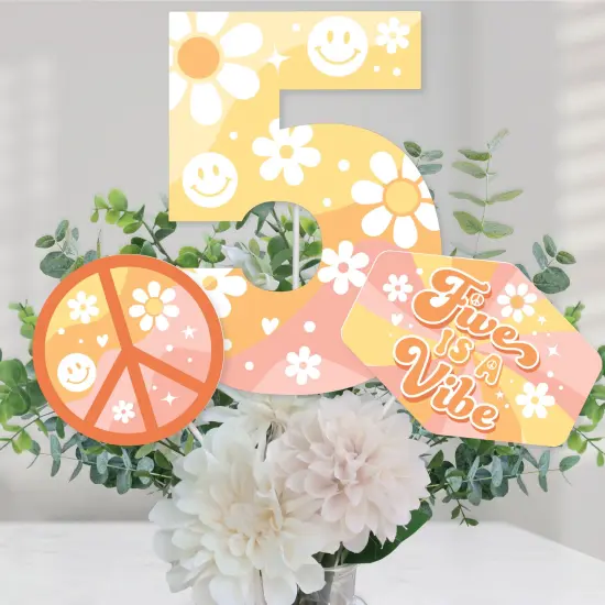Big Dot of Happiness Five is a Vibe - Boho Hippie Fifth Birthday Party Centerpiece Sticks - Table Toppers - Set of 15 {1}