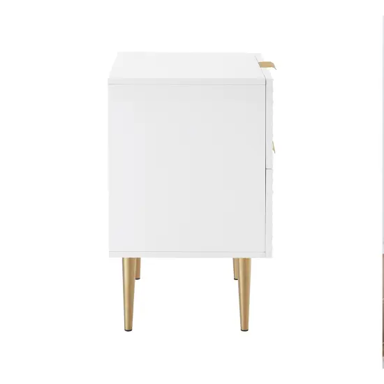 Zeynep Side Table/Nightstand White/Gold {4}