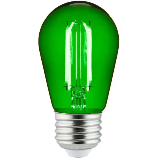 6Pk - 2 watts Green LED Filament S14 Sign Clear Dimmable Light Bulb {2}