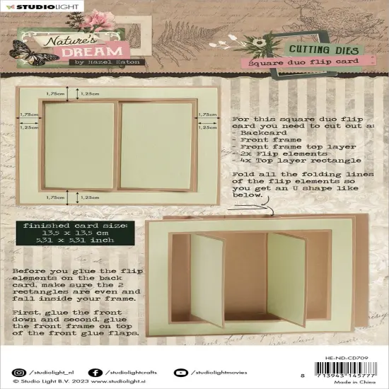 Studio Light HEN Natures Dream Cutting Die-Nr. 709, Square Due Flip Card {3}