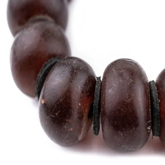 The Bead Chest Translucent Burgundy Amber Resin Beads Graduated 25mm Morocco African Brown Round Large Hole 22 Inch Strand Handmade {1}