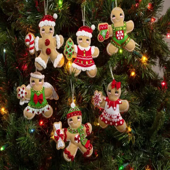 Bucilla Felt Ornaments Applique Kit Set Of 6-Dressed Up Gingerbread {3}