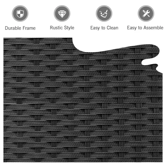 3 Pieces Outdoor Patio Rattan Furniture Set Black {5}