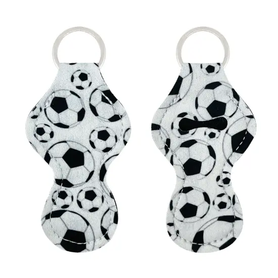 Wrapables 10 Pack Chapstick Holder Keychain with 10 Pieces Metal Clasps Soccer {6}
