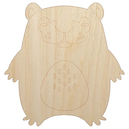 Cute Sleepy Baby Bear Unfinished Wood Shape Piece Cutout for DIY Craft Projects {7}
