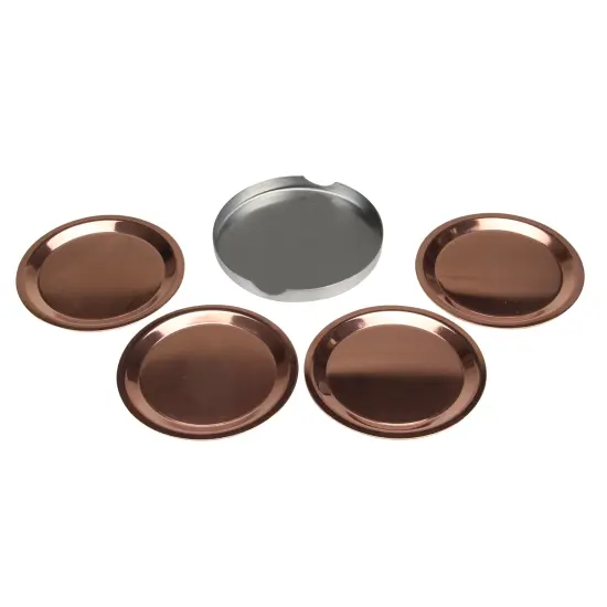 Avon Set of 4 Stainless Steel Copper Finish Tabletop Coasters - 3.75" Brown {3}