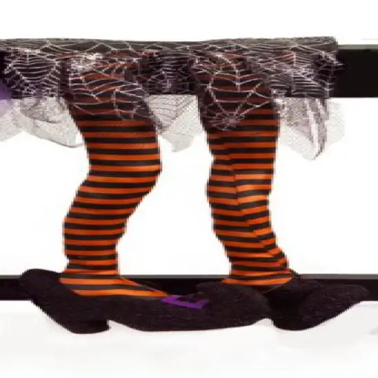 Melrose 18.5" Orange and Black Striped Wicked Witch Legs Halloween Table Decor {1}