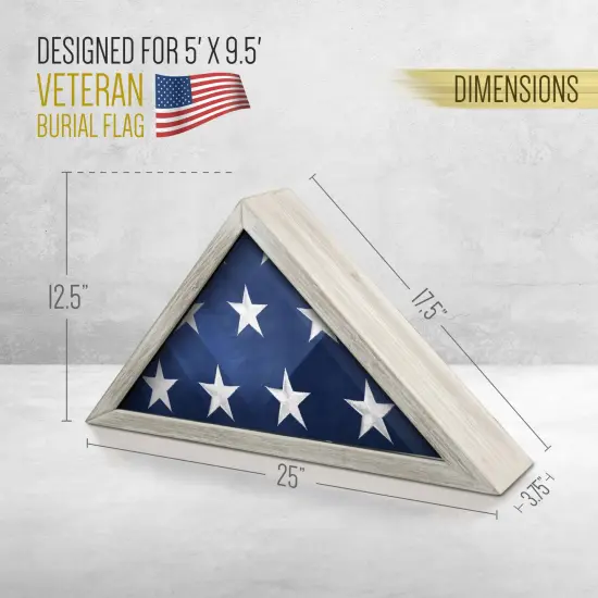 HBCY Creations Rustic Flag Case - SOLID WOOD Military Flag Display Case for 9.5 x 5 American Veteran Burial Flag, Wall Mounted Burial Flag Frame {5}
