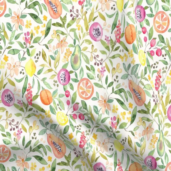 Various Fabrics by the Yard or Fat Quarter Watercolor Fruit Tropical Summer Floral Citrus Orange Avocado Papaya Lemon Peach Custom Printed Fabric by Spoonflower {5}
