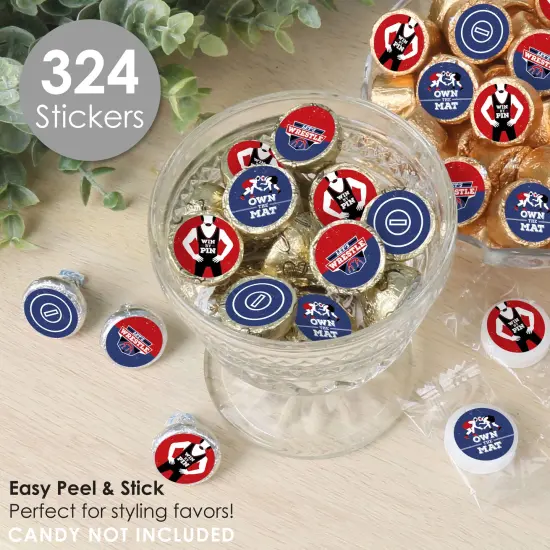 Big Dot of Happiness Own the Mat - Wrestling - Birthday Party or Wrestler Party Small Round Candy Stickers - Party Favor Labels - 324 Count {3}