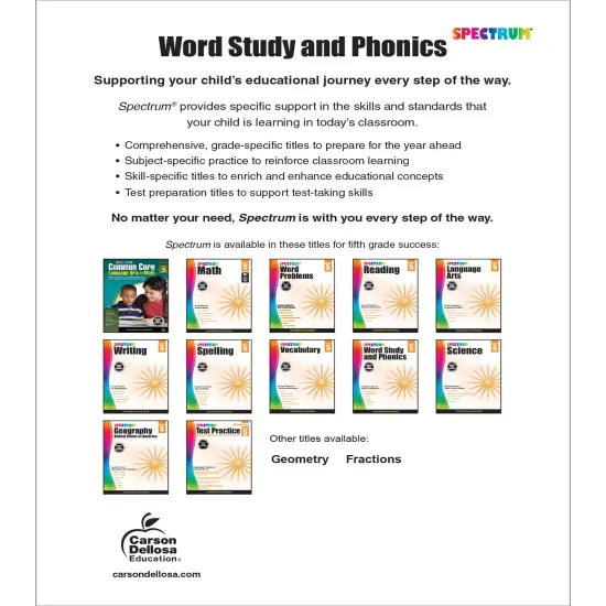Spectrum Grade 5 Word Study and Phonics Workbook, Language Arts Book Covering Vocabulary, Dictionary Skills, Spelling, Digraphs, and More, ELA Classroom or Homeschool Curriculum {2}
