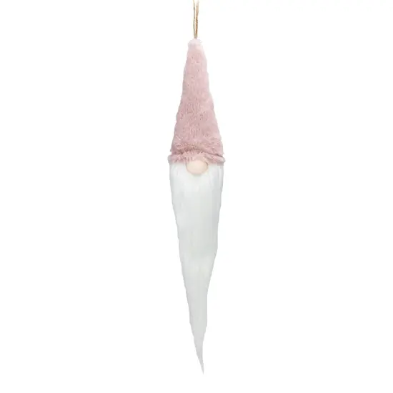 Northlight 24" Plush Pink and White Holiday Collections Hanging Gnome Christmas Ornament {1}