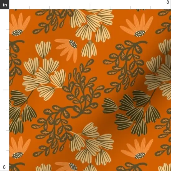 Various Fabrics by the Yard or Fat Quarter Orange Floral Vintage Botanical Wildflowers Romantic Chintz Fall Custom Printed Fabric by Spoonflower {4}