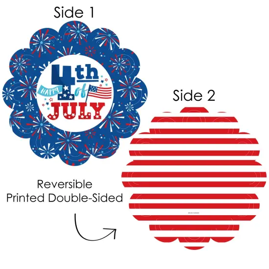 Big Dot of Happiness Firecracker 4th of July - Red, White and Royal Blue Party Round Table Decorations - Paper Chargers - Place Setting For 12 {4}