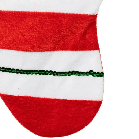 Northlight 18" Green and Red Velvet Sequin Stripe Stocking {6}