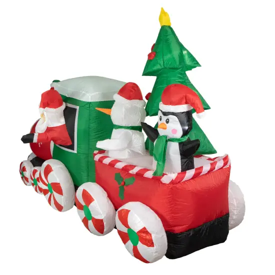 Northlight 8' Inflatable Train With Santa and Friends Outdoor Christmas Decoration Red {5}