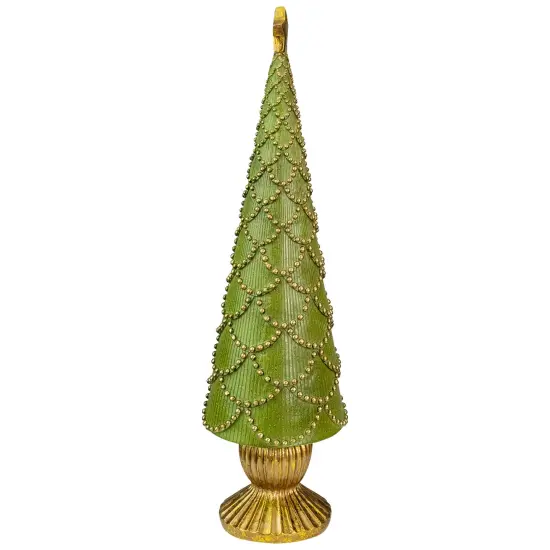Northlight Christmas Tree Cone on Pedestal with Star Topper Decoration - 17" - Green {4}