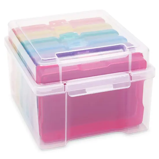 7 Pieces4 x 6 Inch Photo Storage Box with 6 Inner Cases, Plastic Box for Stickers, Crafts, Seeds, Art Supplies, Craft Organizers and Storage for Home, School, Classroom {1}