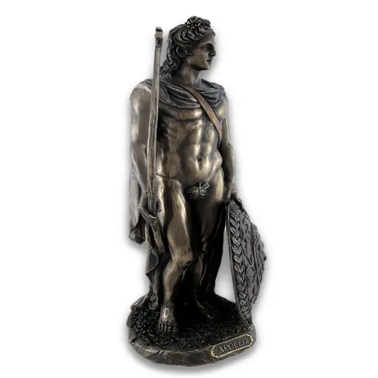 Roman/Greek God Apollo with Shield and Bow Bronzed Statue {3}