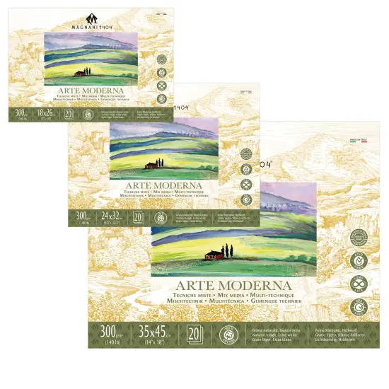 Magnani 1404 Arte Moderna Mixed Media Pad, 140 lb (300gsm), 100% Cotton, Extra White, Vegan-Sized Mixed Media Paper for Wet and Dry Art, Absorbent, Acid-Free and UV Resistant {2}