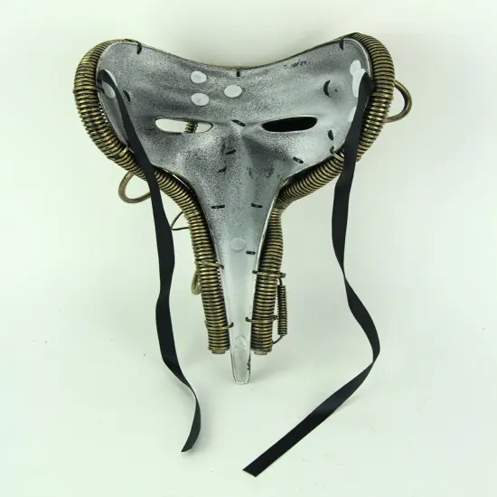 Metallic Gold Long Nose Steampunk Adult Costume Mask {4}