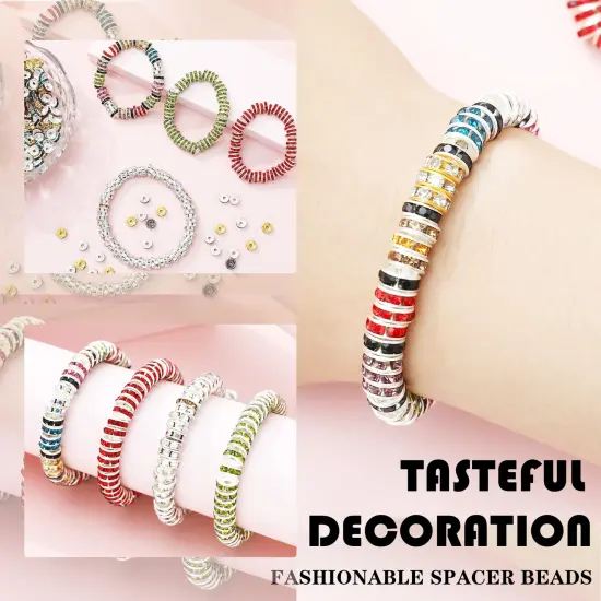 1080 Pcs 8mm Rhinestone Spacer Beads - Crystal Glass Beads for Jewelry Making, Available in 9 Colors, Ideal for Necklaces, Bracelets, and Pendants {4}