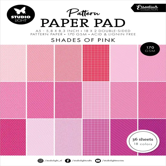 Studio Light Essential Patterned Paper Pad 5.8"X8.25" 36/Pkg-Nr. 163, Shades Of Pink {1}