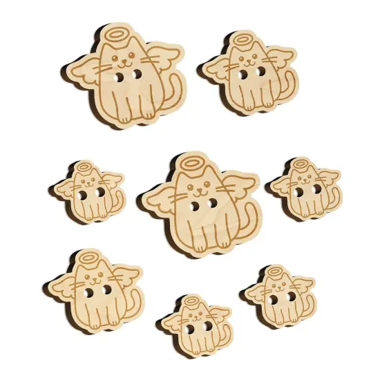Cat Angel Wood Buttons for Sewing Knitting Crochet DIY Craft {7}