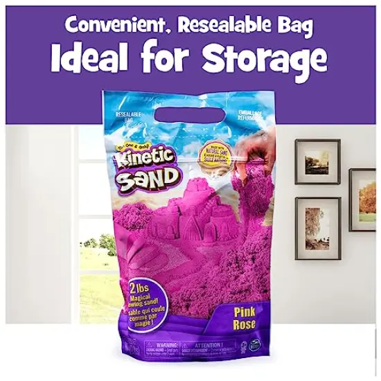 2 lb Pink Play Sand, Moldable Sensory Toys for Kids, Resealable Bag, Holiday & Christmas Gifts for Kids Ages 3+ {6}