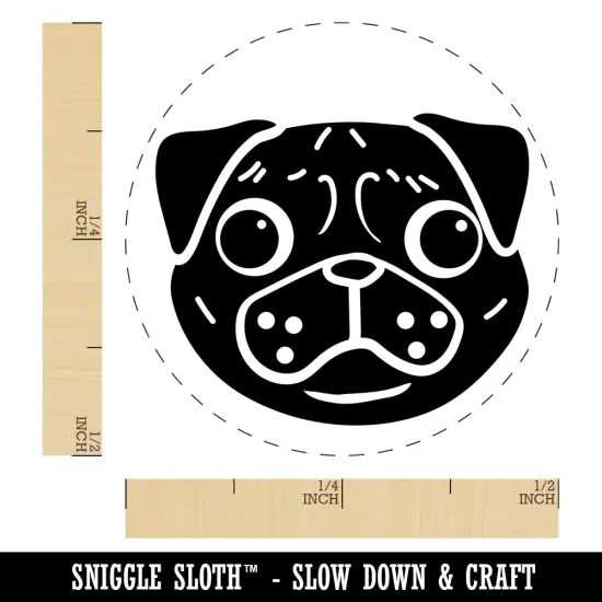 Pug Face Self-Inking Rubber Stamp for Stamping Crafting Planners Green {1}