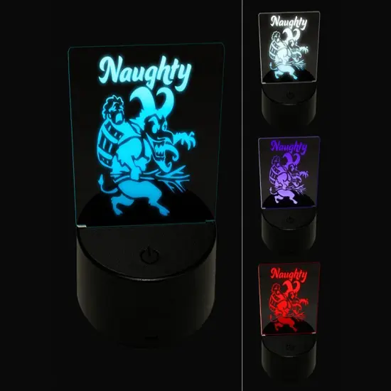 Naughty Impish Krampus Christmas Monster Demon Devil 3D Illusion LED Night Light Sign Nightstand Desk Lamp {1}
