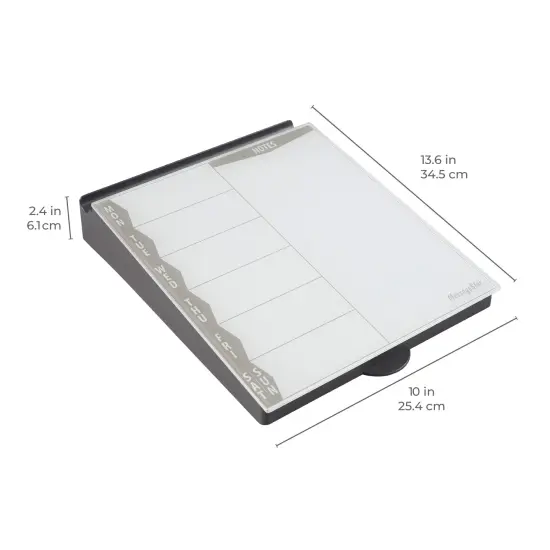 Dry-Erase Glass Board Memo Station, Desk Organizer, Grey {2}
