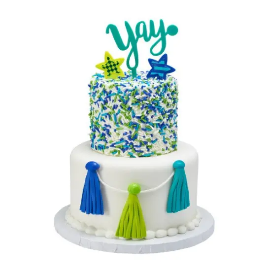 Yay Plastic Candle Holder Cake Topper, 1ct Teal {2}