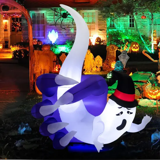 6 Feet Halloween Inflatable Hand Hold the Ghost with Built-in LED and Air Blower {5}