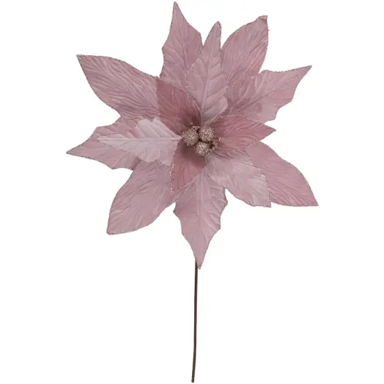 Northlight 24" Glittered Pink Poinsettia Christmas Stem Spray {1}