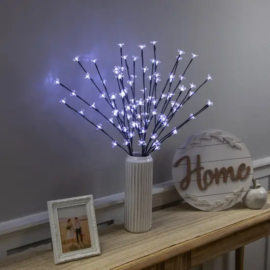 Northlight Pre-Lit Cherry Blossom Artificial Tree Branches - 2.5' - Pure White LED Lights - Set of 3 Black {1}