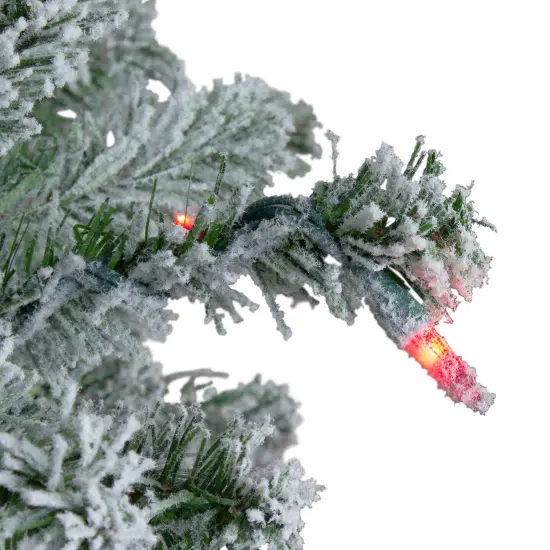 Northlight Pre-Lit Slim Flocked Alpine Artificial Christmas Trees - 6' - Multicolor Lights - Set of 3 Green {4}